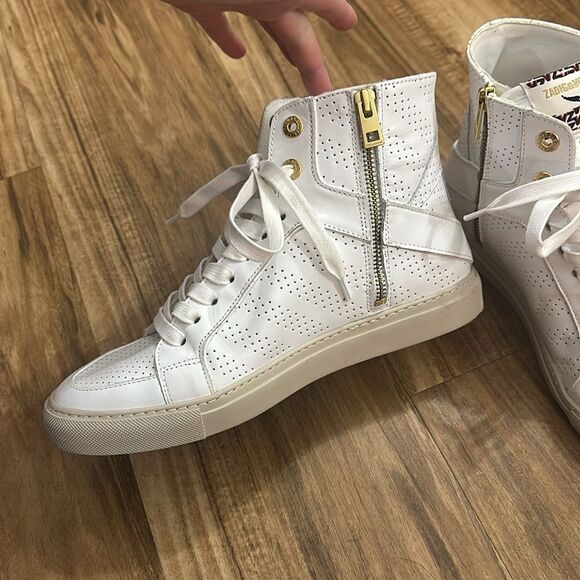 Zadig and Voltaire High Flash White Hightop Sneakers Size 9.5 NWOT - Picture 4 of 9